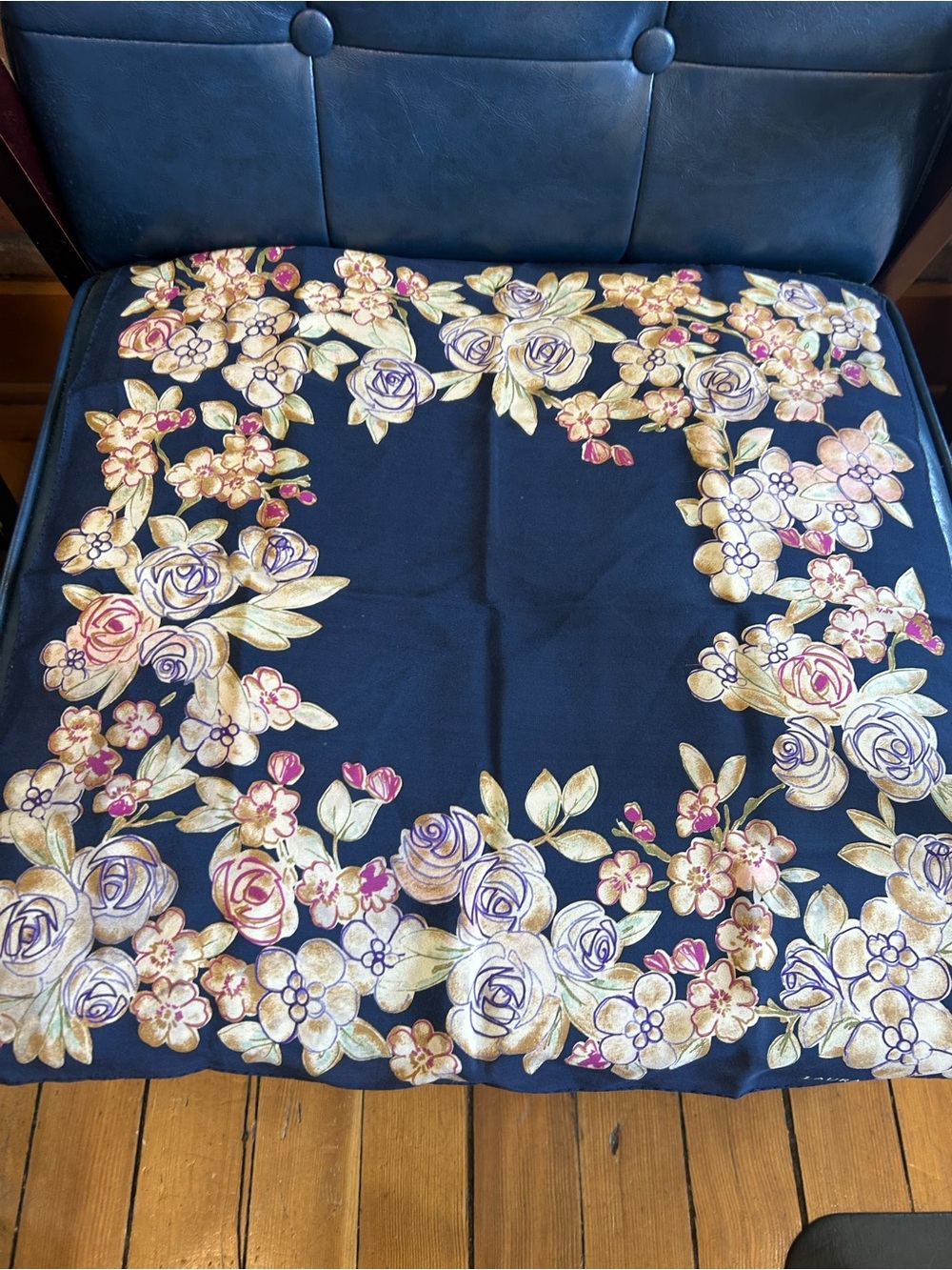 Pure Silk Laura Ashley Vintage scarf , Floral Silk Scarf